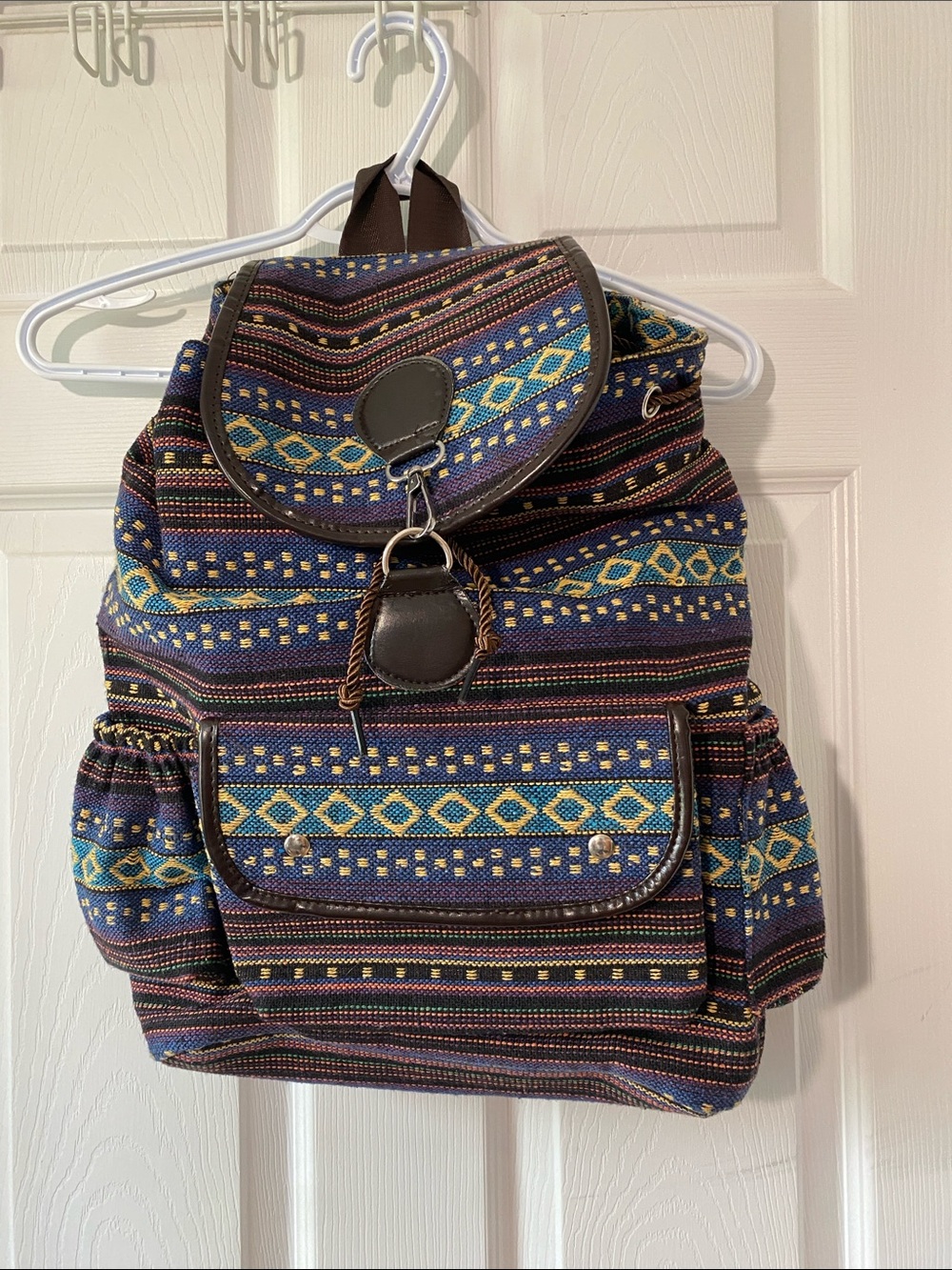 Patterned Navy and Yellow Bohemian Backpack